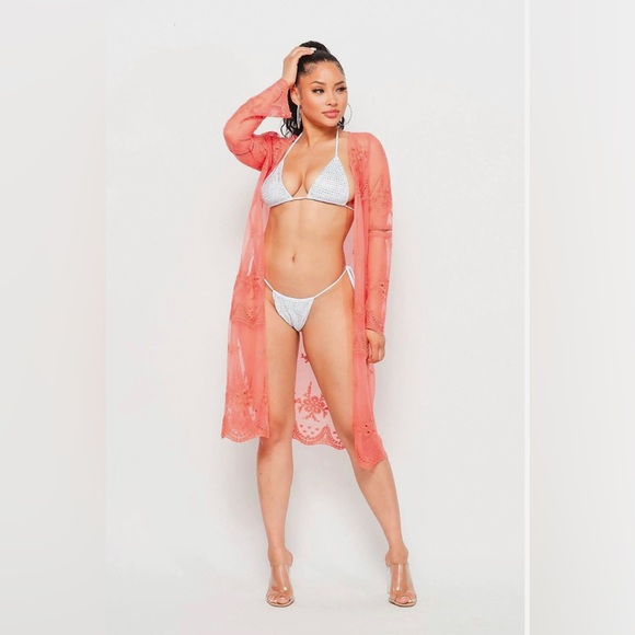 Haute Monde Coral open cardigan kimono size small - Picture 1 of 11